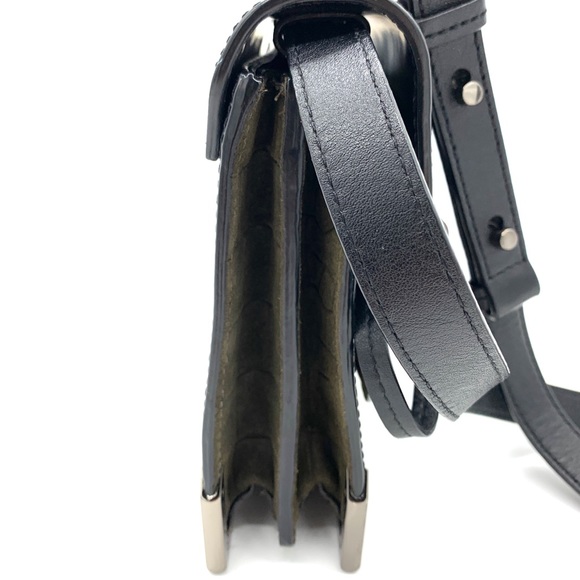 Mackage Rubie Black Green High Gloss Leather Shoulder Crossbody Bag - Picture 5 of 13